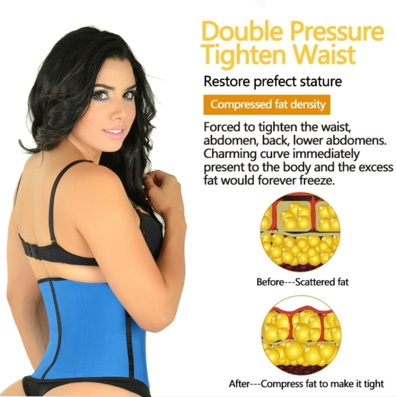 Dark Blue- Waist Trainer - Fitness Sweat Belt - Sz S - Waistline 25.5 - 27 in - Picture 2 of 8